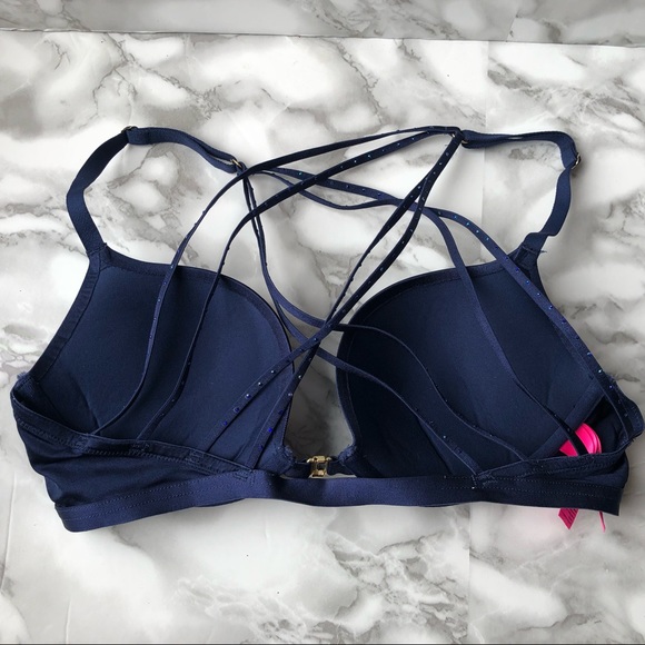 La Senza Beyond Sexy Blue Navy Racerback Push Up Bra - Picture 4 of 7
